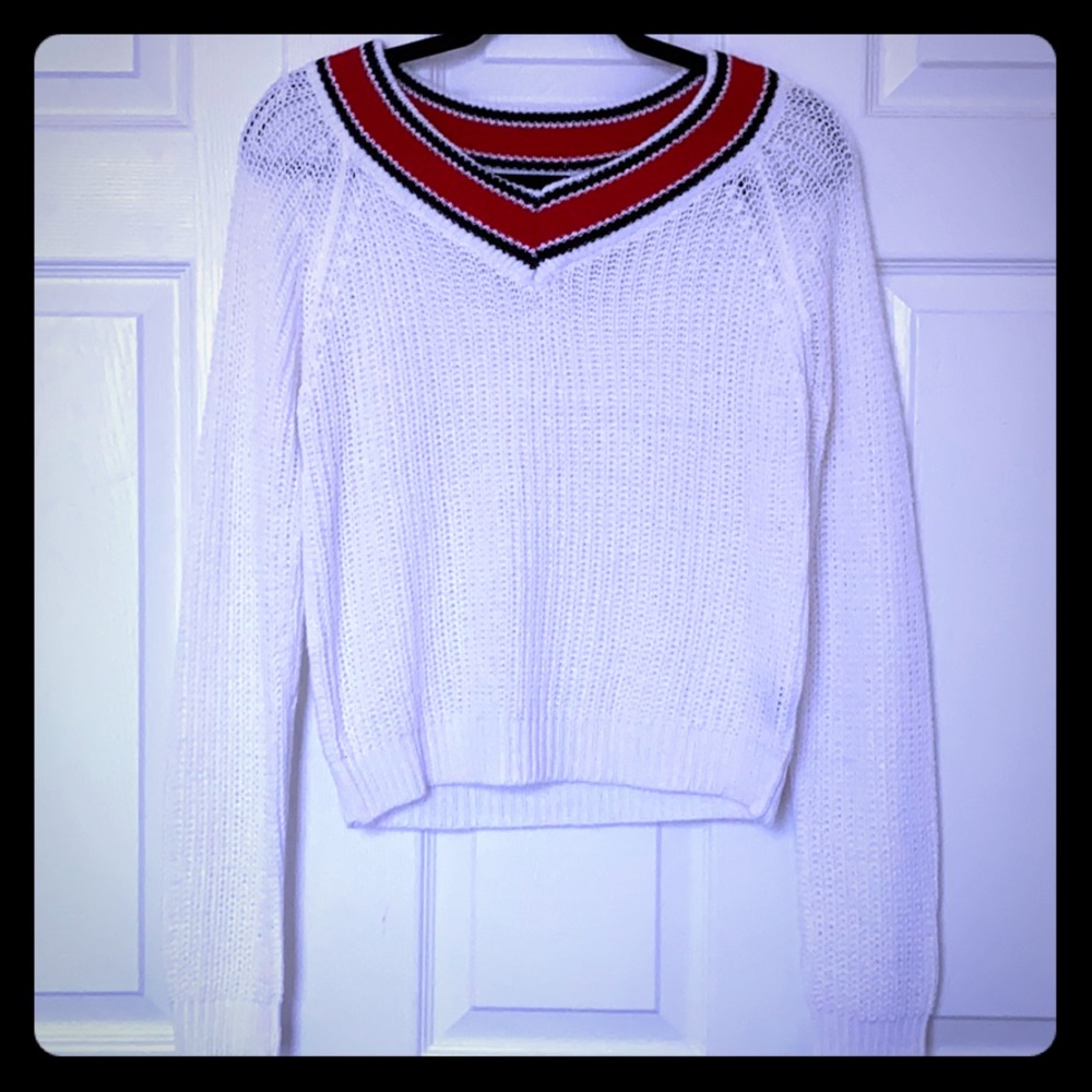Red and white sweater